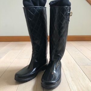 Black Sperry TopSider Rubber Boots Knee high size 9